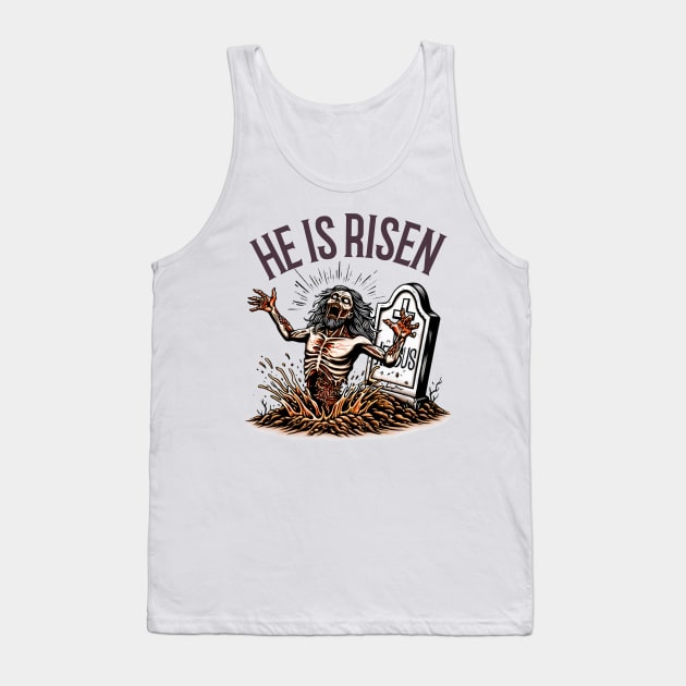 Zombie Jesus He is Risen Heavy Metal T-Shirt Tank Top by HeavyMetalCasualTees